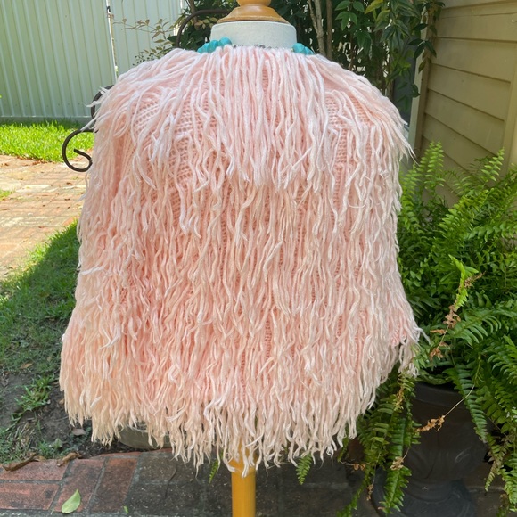 Sweet Generis Women’s  SZ S/M  PINK String Knit Top Sweater Cape FUN FUN. NWOT - Picture 6 of 7